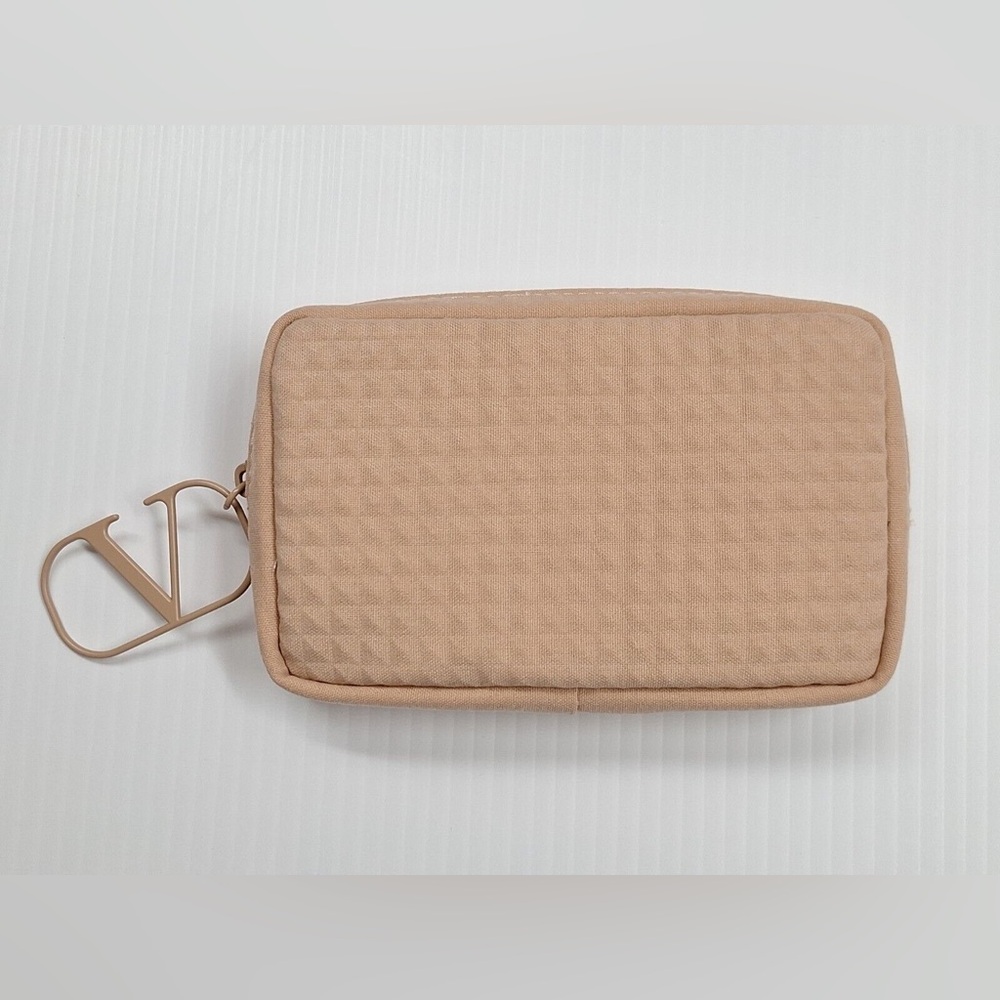 Valentino V Logo Studded Cream Mini Clutch Pouch Bag NWT